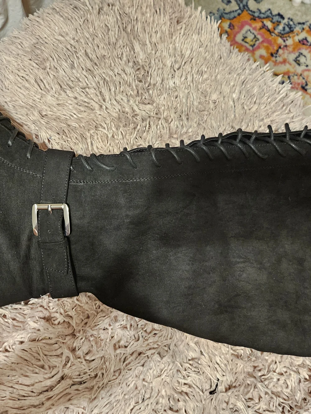 Torrid Black Faux Suede Over-the-Knee Lace-Up Boots Size 9.5 Wide Width